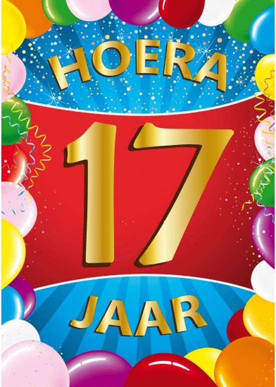 Foto: 17 jaar mega poster deurposter 59 x 84 cm leeftijd verjaardag feestartikelen versiering