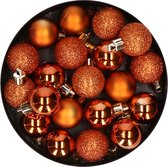 20x stuks kleine kunststof kerstballen oranje - Mat/glans/glitter - Onbreekbare plastic kerstballen - Kerstversiering