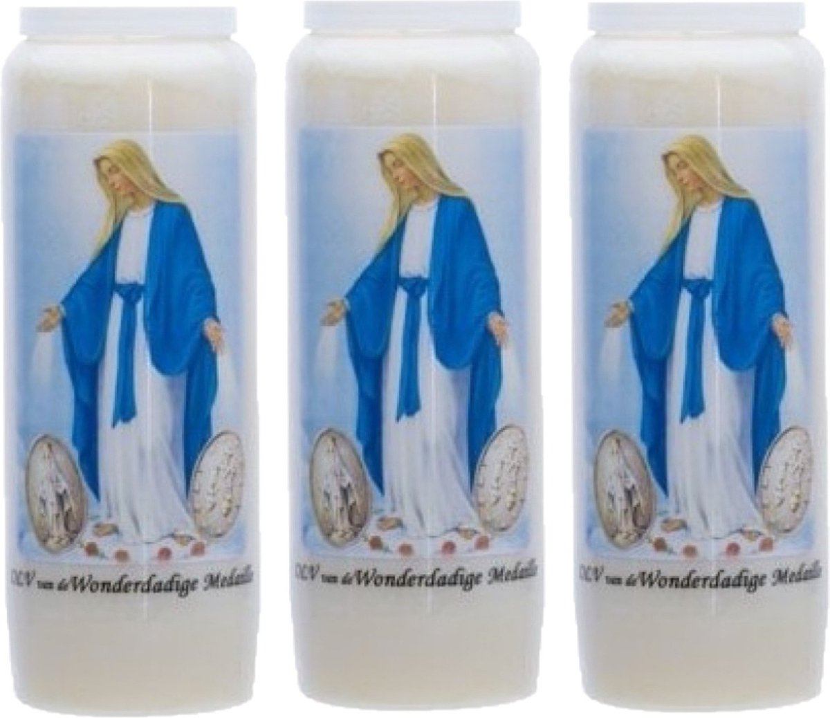 Cosy&Trendy 3x stuks maria kaarsen in houder 9 dagen brander 18 cm Religieus thema