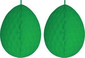 3x stuks hangdecoratie honeycomb paaseieren groen van papier 30 cm - Brandvertragend - Paas/pasen thema decoraties/versieringen