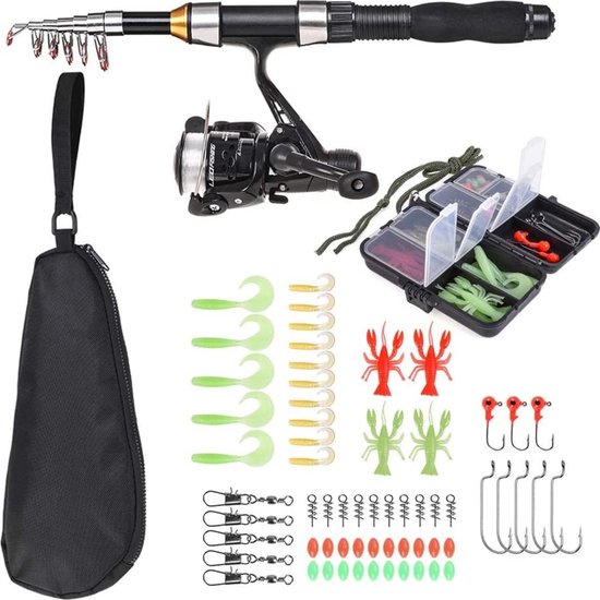 Eurocatch Spinhengelset - Complete Werphengel Set met Molen - 1.68m - 5-20G werpgewicht - 30-delig - Blauw - Vishengel - Reishengel - Cadeau idee