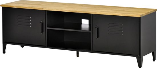 Tv -kast, Tv -laagbord, Televisiekast Met 4 Laden, 2 Compartimenten Voor Tv Apparaten Tot 55 Inch 14 M Kabelopening 120 X 445 Cm