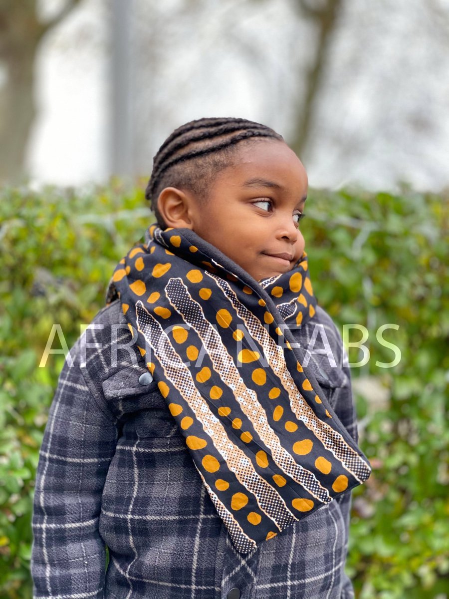 Warme Sjaal voor Kinderen met Afrikaanse print Unisex - Zwarte Mud cloth stripes - Winter sjaal / Fleece sjaal / Afrika print