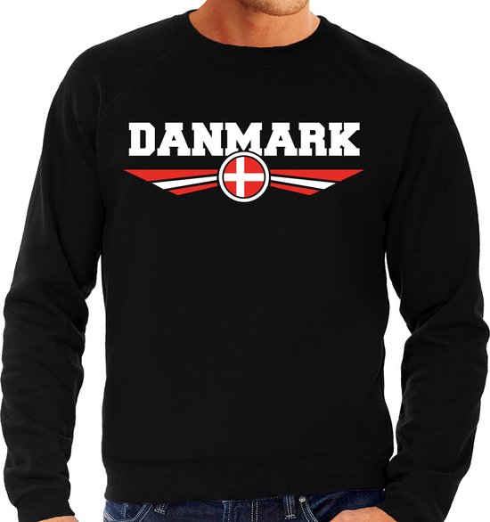 Denemarken Danmark landen sweater met Deense vlag zwart heren landen sweater bol