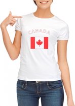 Wit dames t-shirt met vlag van Canada S