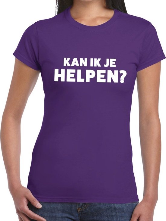 Kan ik je helpen beurs/evenementen t-shirt paars dames verkoop