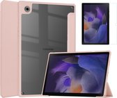 Case2go - Hoes & Screenprotector geschikt voor Samsung Galaxy Tab A8 (2022 & 2021) - 10.5 Inch - Transparante Case - Tri-fold Back Cover - Roze