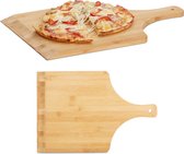 Relaxdays 2x pizzaschep 45 cm groot - bamboe - pizzaspatel - broodschep - pizzaplank hout