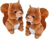 2x stuks pluche rode eekhoorn knuffel 18 cm - Eekhoorns bosdieren knuffels - Speelgoed voor kinderen