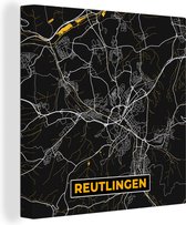 Canvas Schilderij Reutlingen – Stadskaart – Gold – Plattegrond – Stadskaart – Kaart - Duitsland - 50x50 cm - Wanddecoratie