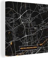 Canvas Schilderij Duitsland – Black and Gold – Recklinghausen – Stadskaart – Kaart – Plattegrond - 50x50 cm - Wanddecoratie