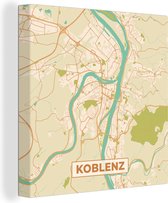 Canvas Schilderij Koblenz - Vintage - Kaart - Plattegrond - Stadskaart - 20x20 cm - Wanddecoratie