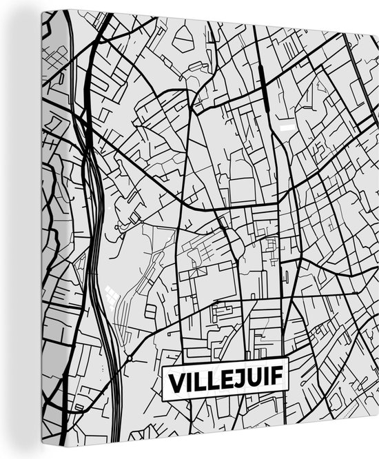 Canvas Schilderij Plattegrond - Villejuif - Stadskaart - Kaart - Frankrijk - 20x20 cm - Wanddecoratie