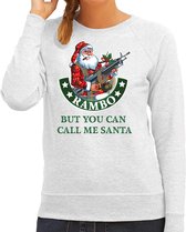 Foute Kerstsweater / kersttrui Rambo but you can call me Santa grijs voor dames - Kerstkleding / Christmas outfit M