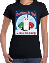 Fout Italie Kerst t-shirt / shirt - Christmas in Italy we know how to party - zwart voor dames - kerstkleding / kerst outfit XS
