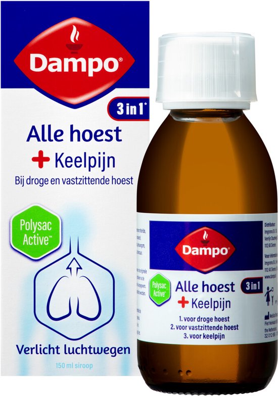 Dampo Alle Hoest + Keelpijn - Hoestdrank - Anti-hoestmiddel - 150 ml