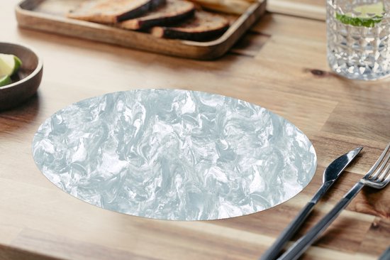 Napperons ovales - Sets de table - Sets de table ovales - Grijs - Imprimé marbré - Peinture - Motif - 6 pièces