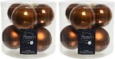 18x stuks kerstballen kaneel bruin van glas 8 cm - mat en glans - Kerstversiering/boomversiering