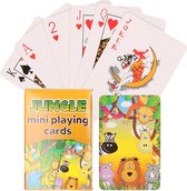 2x pakjes mini jungle dieren thema speelkaarten 6 x 4 cm in doosje van karton - Handig formaatje kleine kaartspelletjes