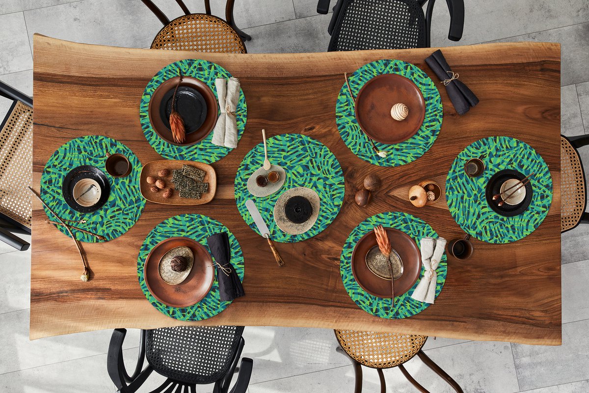 Ronde placemats - Onderlegger - Placemats rond - Jungle - Dieren - Patroon - 8 stuks