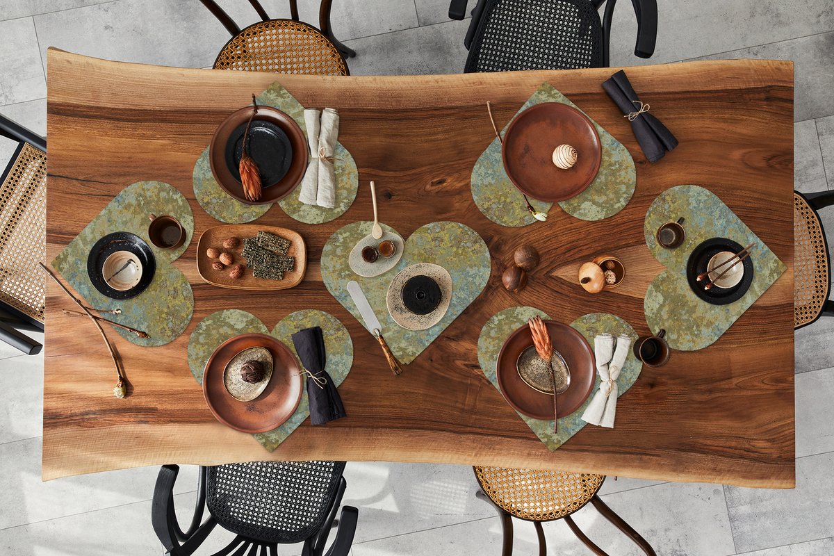 Onderleggers - Placemats - Placemats hartje - Patroon - Abstract - Verf - Goud - 8 stuks
