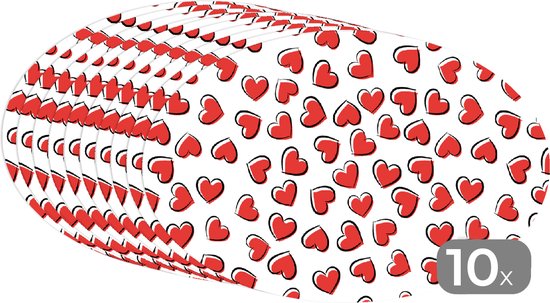 Napperons ovales - Sous-verres - Sets de table ovales - Valentine - Coeur - Motif - 10 pièces
