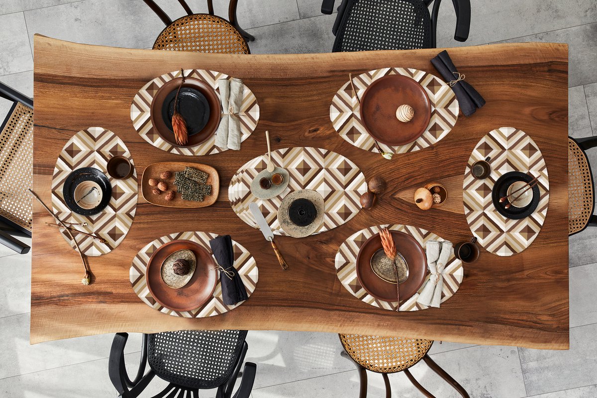 Placemats ovaal - Onderleggers - Ovale placemats - Retro - Ster - Design - 10 stuks