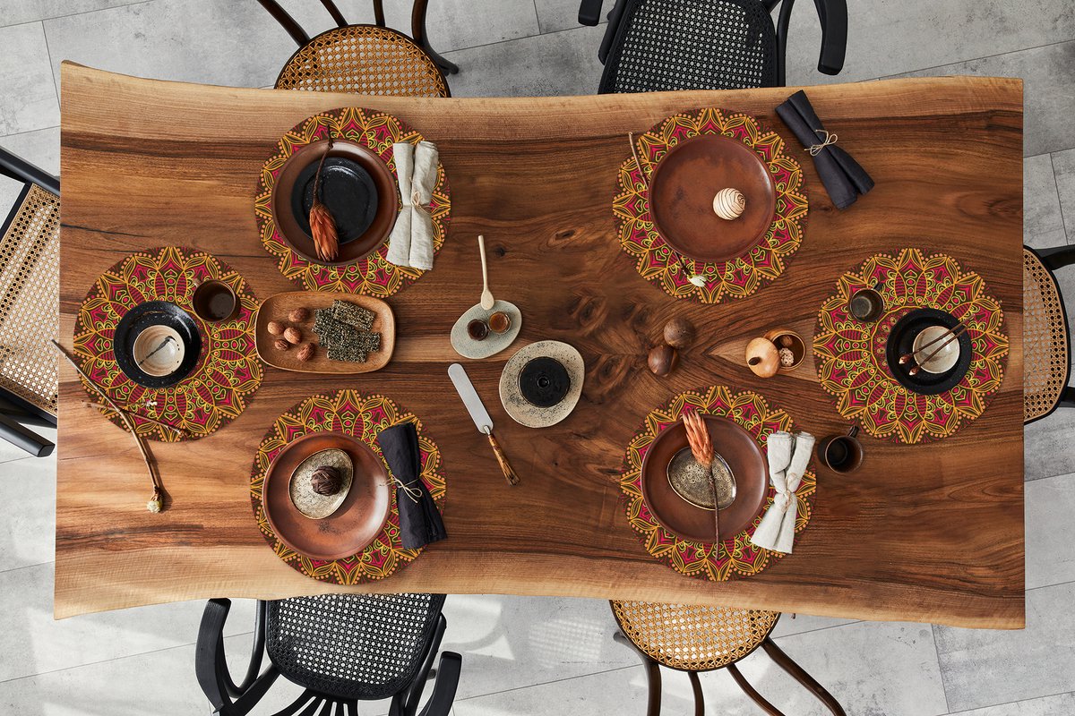 Ronde placemats - Onderlegger - Placemats rond - Patroon - Mandala - Planten - 6 stuks