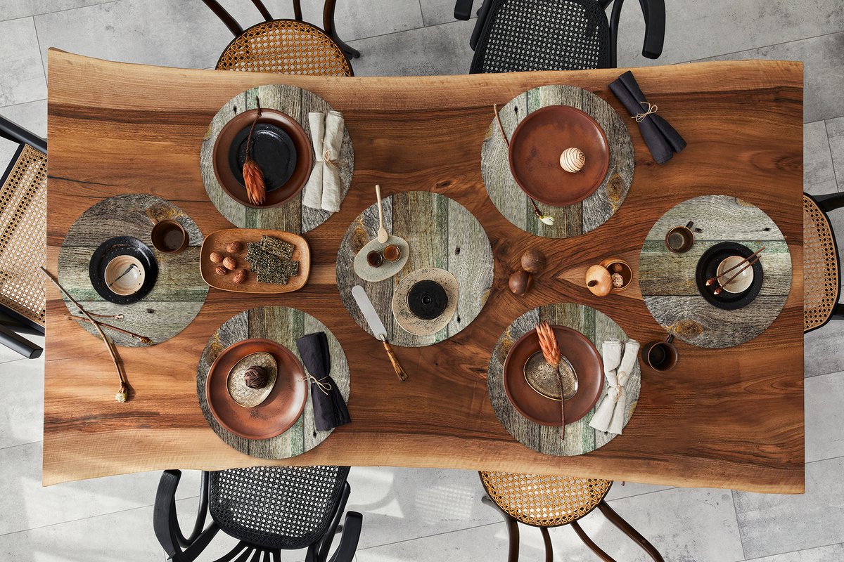 Ronde placemats - Onderlegger - Placemats rond - Hout - Plank - Design - 8 stuks