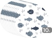 Ronde placemats - Onderlegger - Placemats rond - Patronen - Jongens - Vissen - Kinderen - 10 stuks