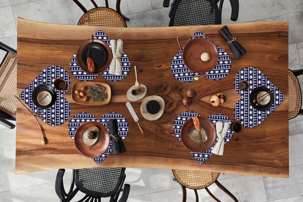 Onderleggers - Placemats - Placemats hartje - Patronen - Zee - Schelpen - Zeepaardje - 6 stuks