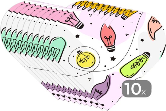 Dessous de verre - Napperons - Napperons coeur - Pastel - Arc-en-ciel - Lampe - Motifs - 10 pièces