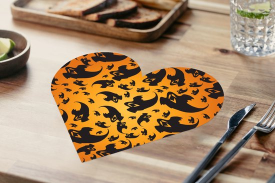 Napperons de table - Sets de table - Napperons coeur - Halloween - Oranje - Motifs - 10 pièces