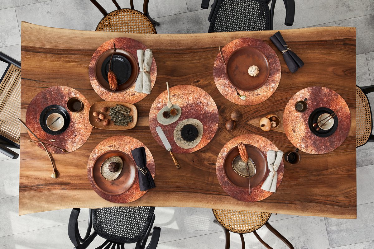 Ronde placemats - Onderlegger - Placemats rond - Staal - Roest print - Plaat - 8 stuks