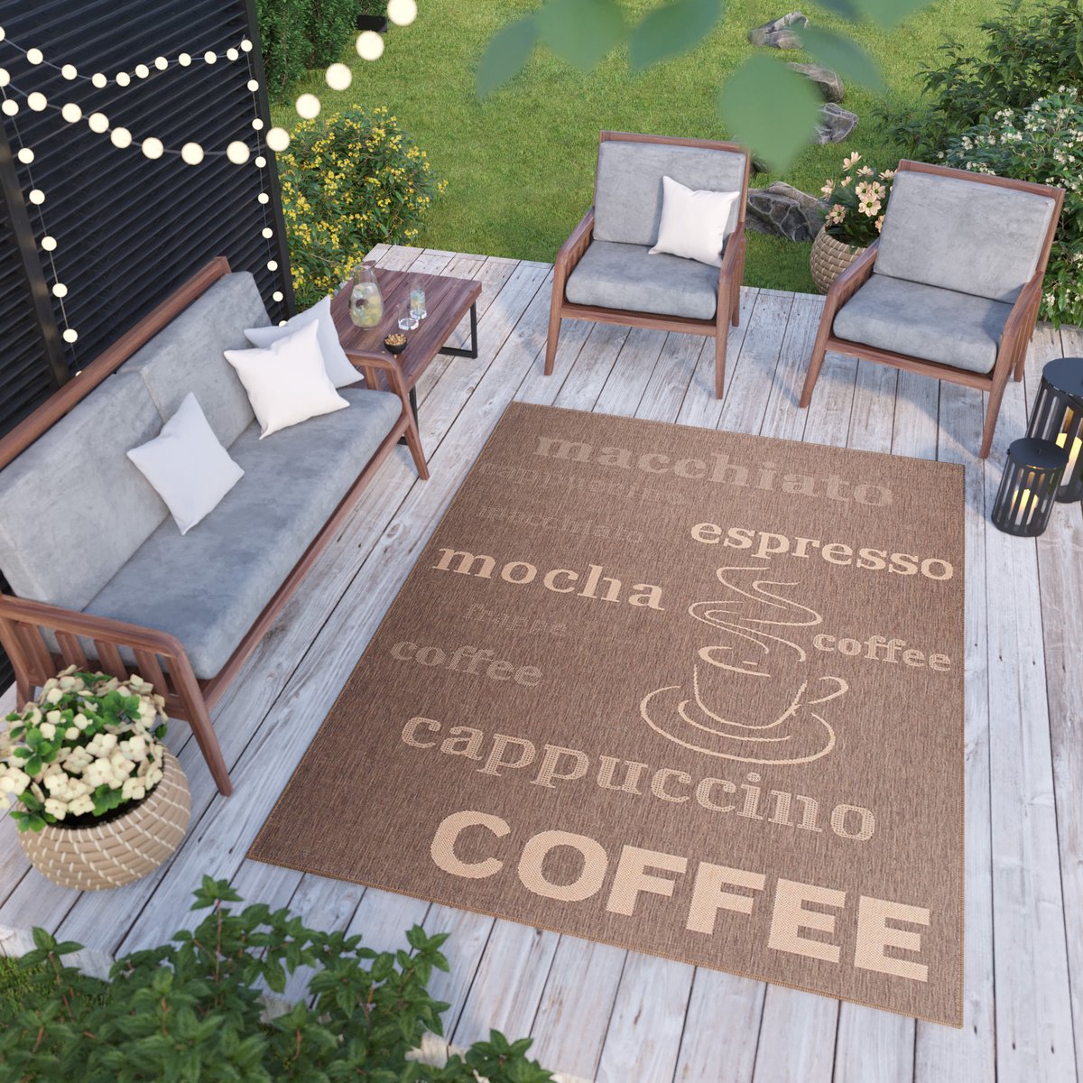 Tapiso Floorlux Vloerkleed Laagpolig Bruin Keuken Modern Tapijt Maat– 200x290 Bruin Creme3