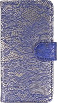 Lace Bookstyle Wallet Case Hoesjes Geschikt voor LG G5 Blauw