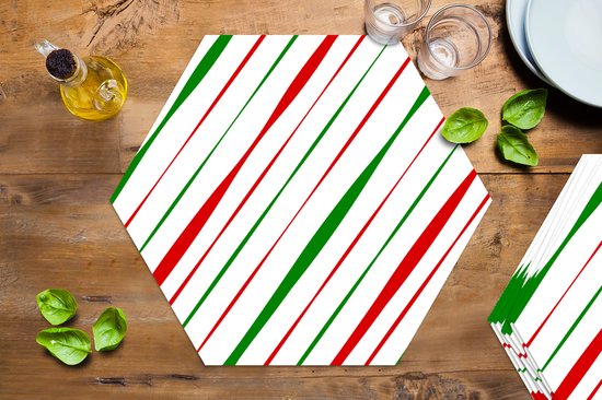 Napperons de table hexagon - Sets de table sets de table - Set de table hexagone - Motifs - Noël - Rayures - 8 pièces - Noël - Cadeau - Cadeau de Noël homme, femme et enfant