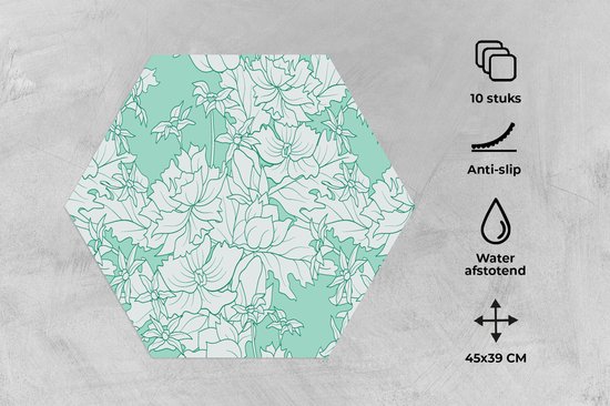 Napperons de table hexagon - Sets de table sets de table - Set de table hexagone - Motifs - Vintage - Fleurs - 10 pièces