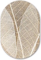 Muurovaal Blad motief - WallCatcher | Geborsteld Aluminium 40x60 cm | Ovalen schilderij | Wandovaal Leaf Texture