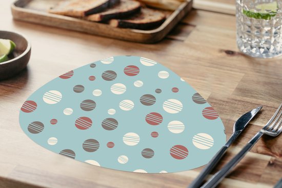Set de table bio - Napperons bio - Pads - Pois - Motifs - Pastel - 6 pièces