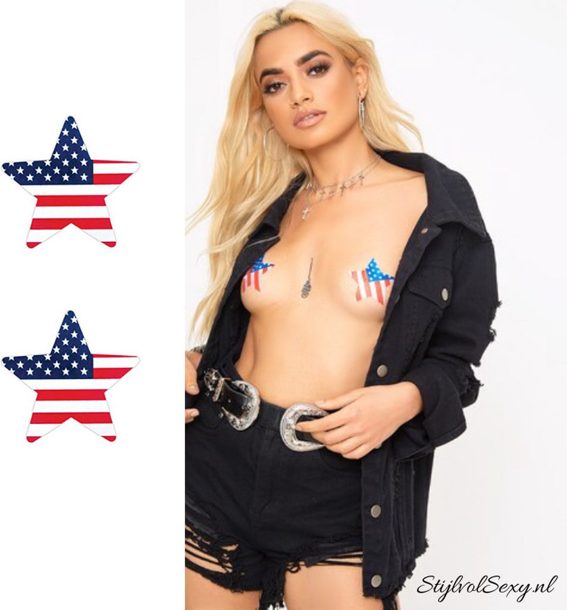 Amerikaanse vlag tepelstickers - Stars & Stripes Pasties Nipple Covers