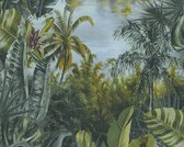 PALMBOMEN EN BLADEREN BEHANG | Jungle & Botanisch - donkergroen groen blauw - A.S. Création My Home My Spa