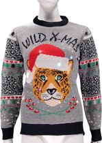 Dames foute kersttrui Wild X-mas met lichtjes - Foute kersttruien met verlichting - Kerstmis truien/sweaters voor vrouwen S