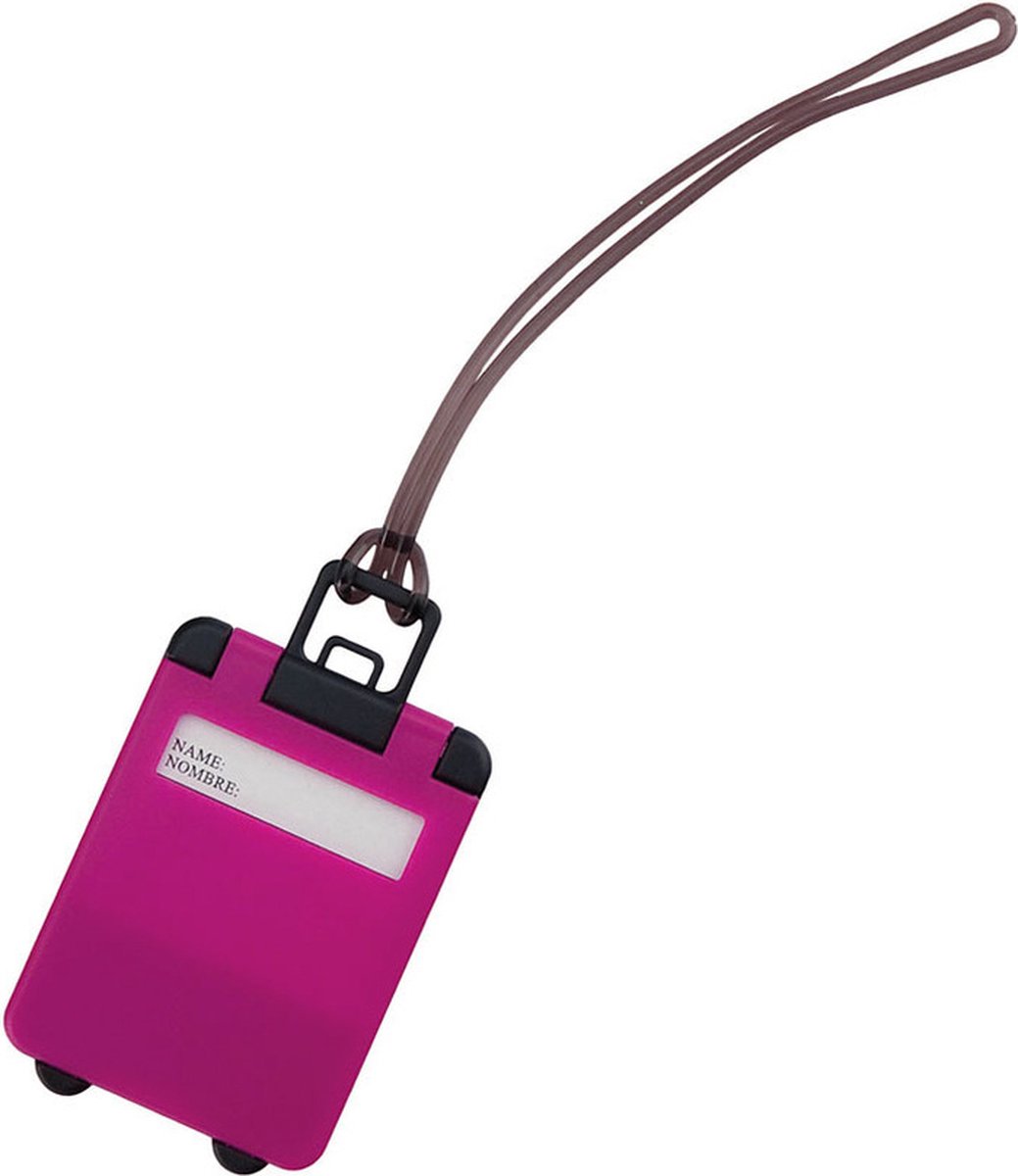 Bol.com Kofferlabel - 9,5 cm - Reiskoffer reisaccessoires - roze - beschrijfbaar aanbieding