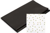 Papieren tafelkleed/tafellaken zwart inclusief servetten met sterretjes - Kerstdiner tafel