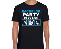 Vrijgezellen Bachelor party to do list t-shirt zwart heren - Vrijgezellenfeest kleding / shirt mannen M