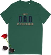 T Shirt Heren - De Beste Vader In De Wereld - Groen - Maat S