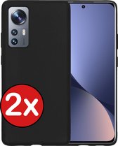 Hoesje Geschikt voor Xiaomi 12X Hoesje Siliconen Case Hoes - Hoes Geschikt voor Xiaomi 12X Hoes Cover Case - Zwart - 2 PACK
