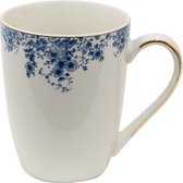 Clayre & Eef Mug 330 ml Bleu Porcelaine Fleurs Tasse à thé