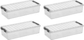 Sunware - Q-line opbergbox 6,5L - Set van 4 - Transparant/grijs